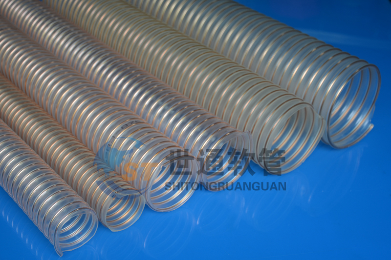PU 钢丝软管，PU钢丝管，PU聚氨酯钢丝波纹管，耐磨工业吸尘通风软管 